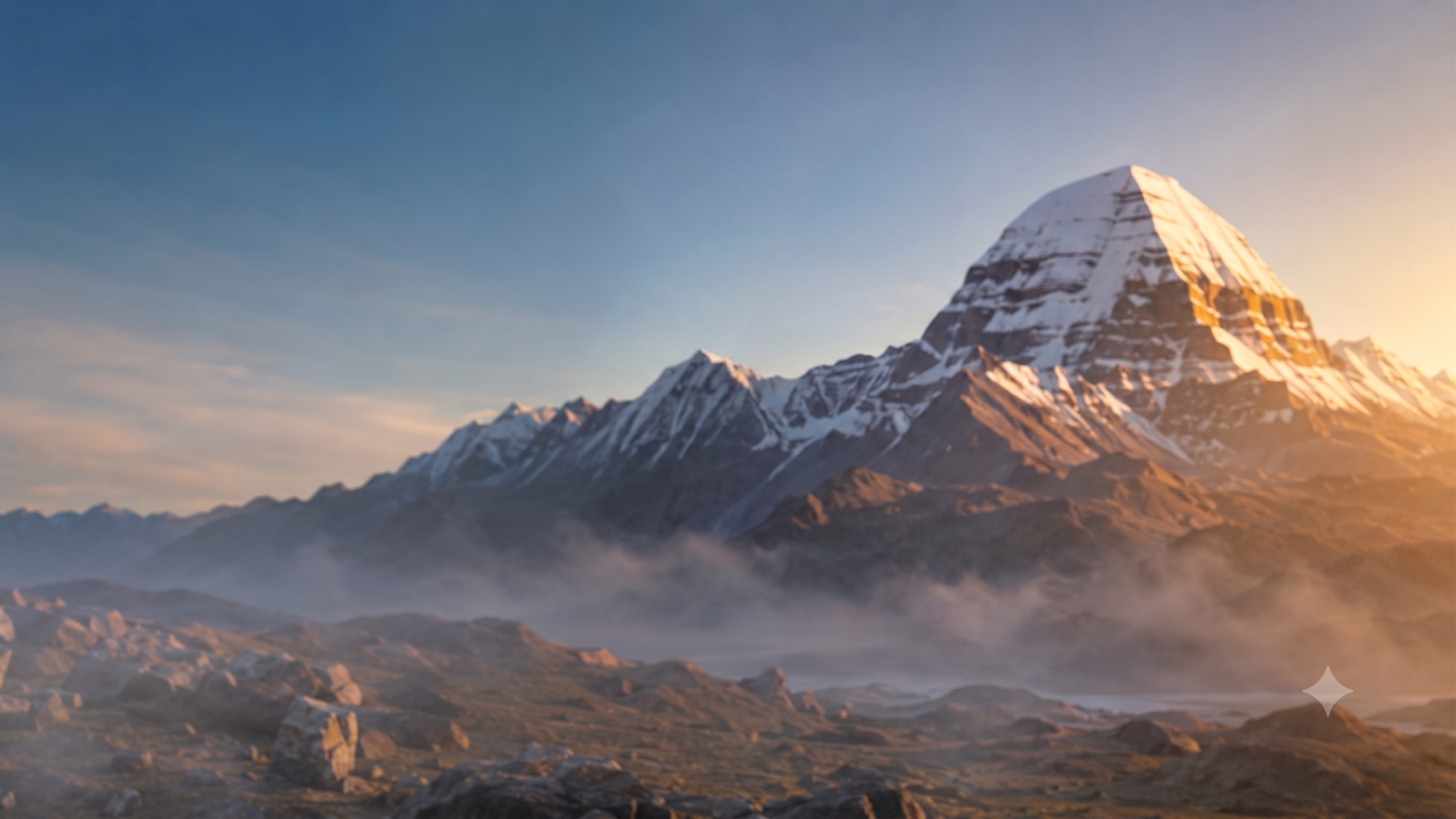 Mohit Raina, brand ambassador of Pavitra Kailash Yatra, standing before Mount Kailash, depth layer 1
